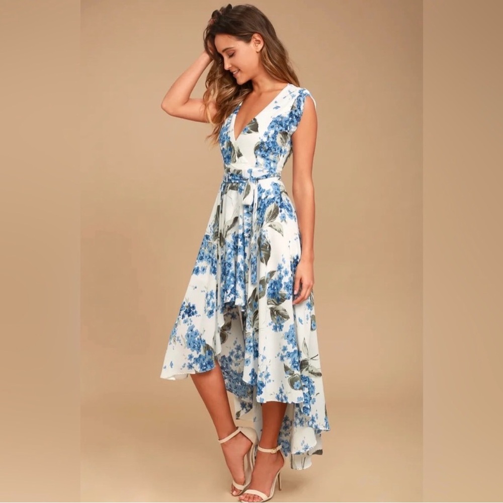 French Countryside White Floral Print High-Low Dress - Lulu's